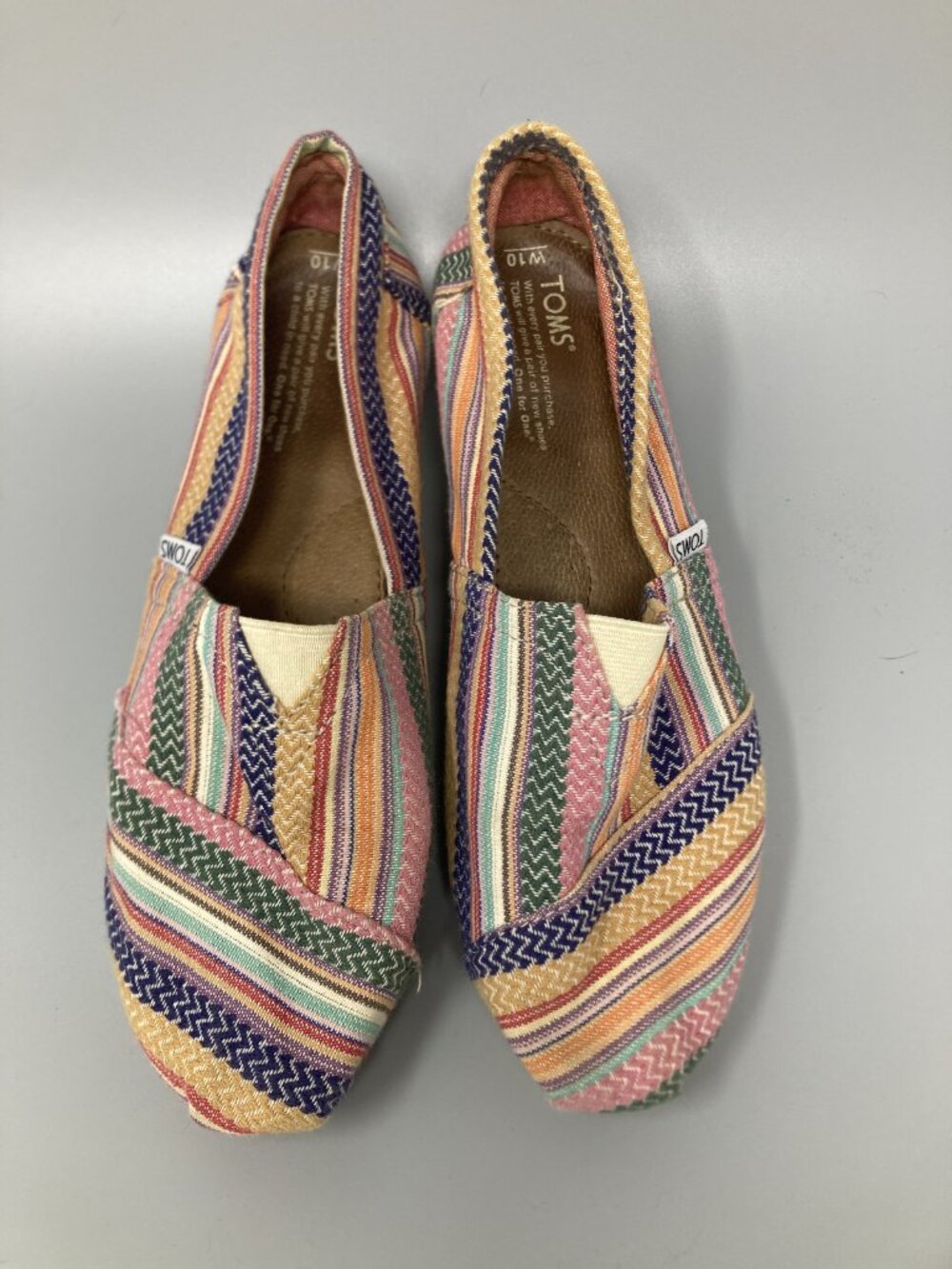 TOMS women's flats W10 striped woven textile slip-on